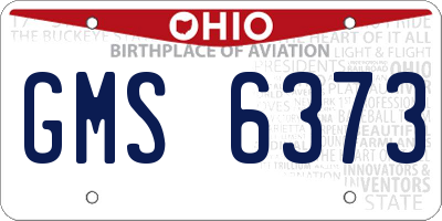 OH license plate GMS6373