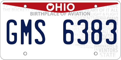 OH license plate GMS6383