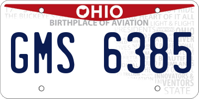OH license plate GMS6385