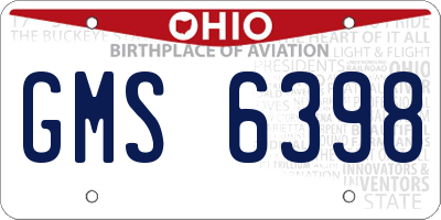 OH license plate GMS6398