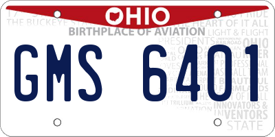 OH license plate GMS6401