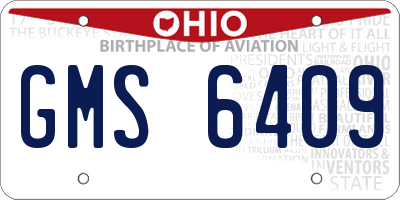 OH license plate GMS6409