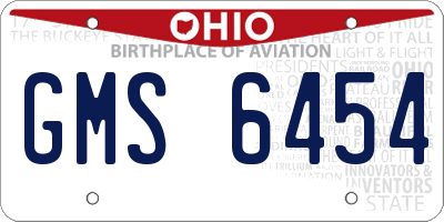 OH license plate GMS6454