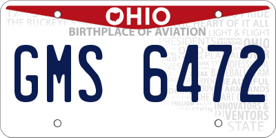 OH license plate GMS6472