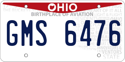 OH license plate GMS6476