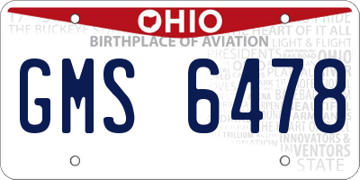 OH license plate GMS6478