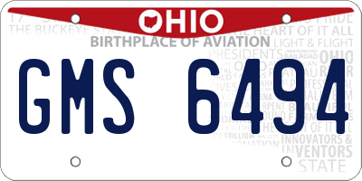 OH license plate GMS6494