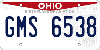 OH license plate GMS6538