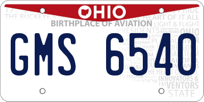 OH license plate GMS6540