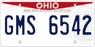 OH license plate GMS6542