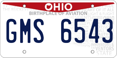 OH license plate GMS6543