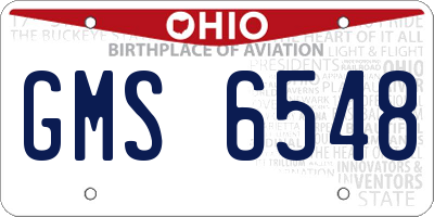 OH license plate GMS6548
