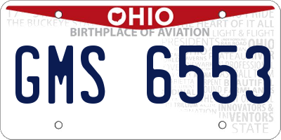 OH license plate GMS6553