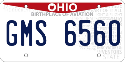 OH license plate GMS6560