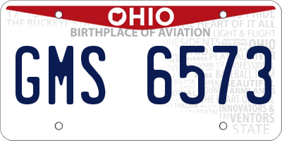OH license plate GMS6573