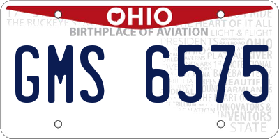 OH license plate GMS6575