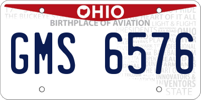 OH license plate GMS6576