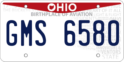 OH license plate GMS6580