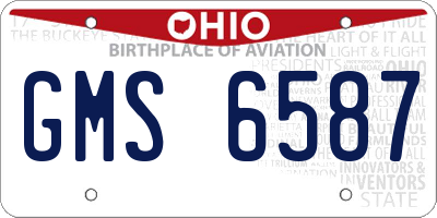 OH license plate GMS6587