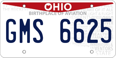 OH license plate GMS6625