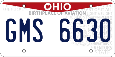 OH license plate GMS6630