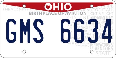 OH license plate GMS6634