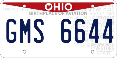 OH license plate GMS6644