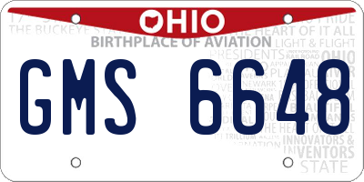 OH license plate GMS6648