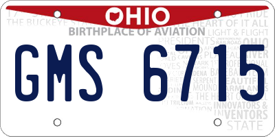 OH license plate GMS6715