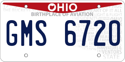 OH license plate GMS6720