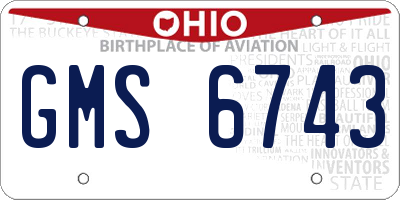 OH license plate GMS6743