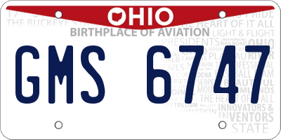OH license plate GMS6747