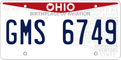 OH license plate GMS6749