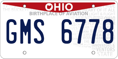 OH license plate GMS6778