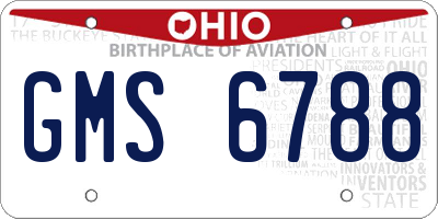 OH license plate GMS6788