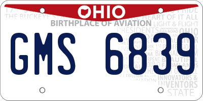 OH license plate GMS6839
