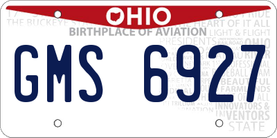 OH license plate GMS6927