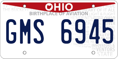 OH license plate GMS6945