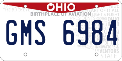 OH license plate GMS6984