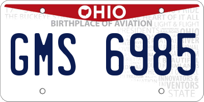 OH license plate GMS6985