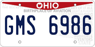 OH license plate GMS6986