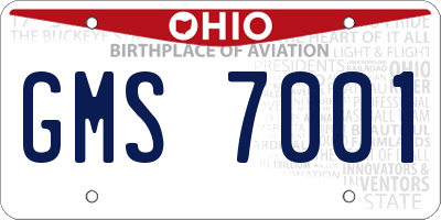 OH license plate GMS7001