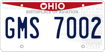 OH license plate GMS7002