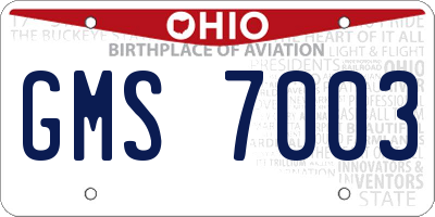 OH license plate GMS7003