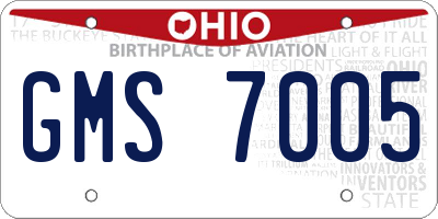 OH license plate GMS7005