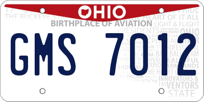 OH license plate GMS7012
