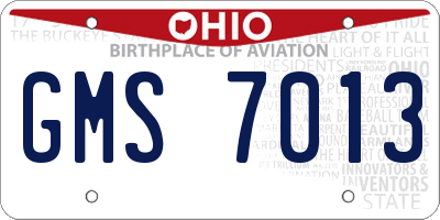 OH license plate GMS7013