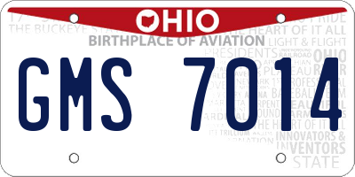 OH license plate GMS7014