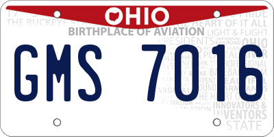 OH license plate GMS7016