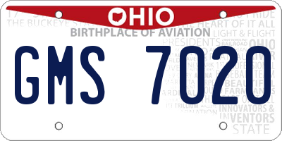 OH license plate GMS7020